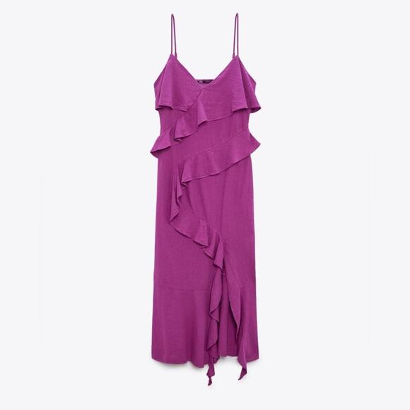 ZARA BLOGGER FAVORITE RUFFLED SLIP DRESS - Picture 12 of 14